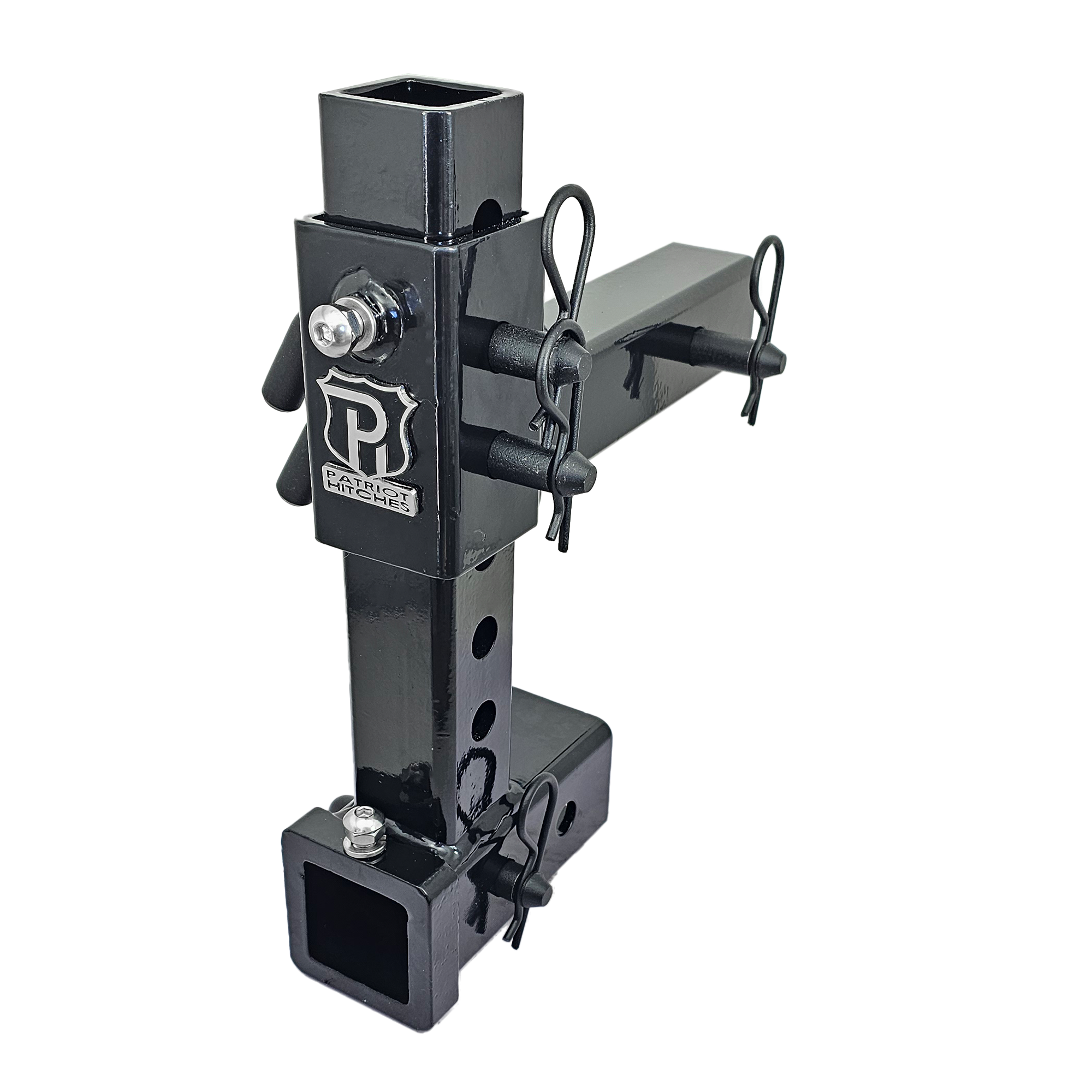 The General Normal Duty - Patriot Hitches 2" Adjustable Drop Hitch Adapter - 11" Rise/Drop - 7K - Black Texture Accent (Black Gloss)
