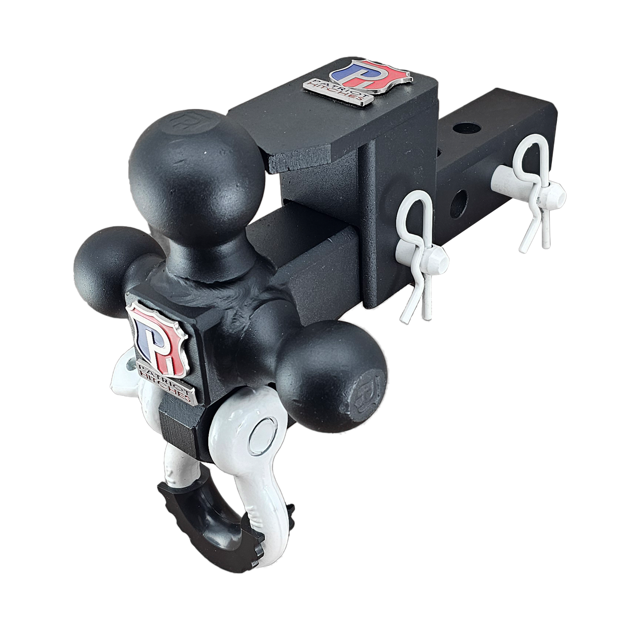 The Captain 5 in 1 - 5-Way 3-Ball Mount for 2" Hitches - 30K – White Accent