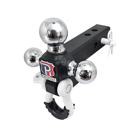 Patriot Hitches 4-Way 3-Ball Mount for 2" Hitches - The Captain - 30K - White Accent (Texture Chrome)