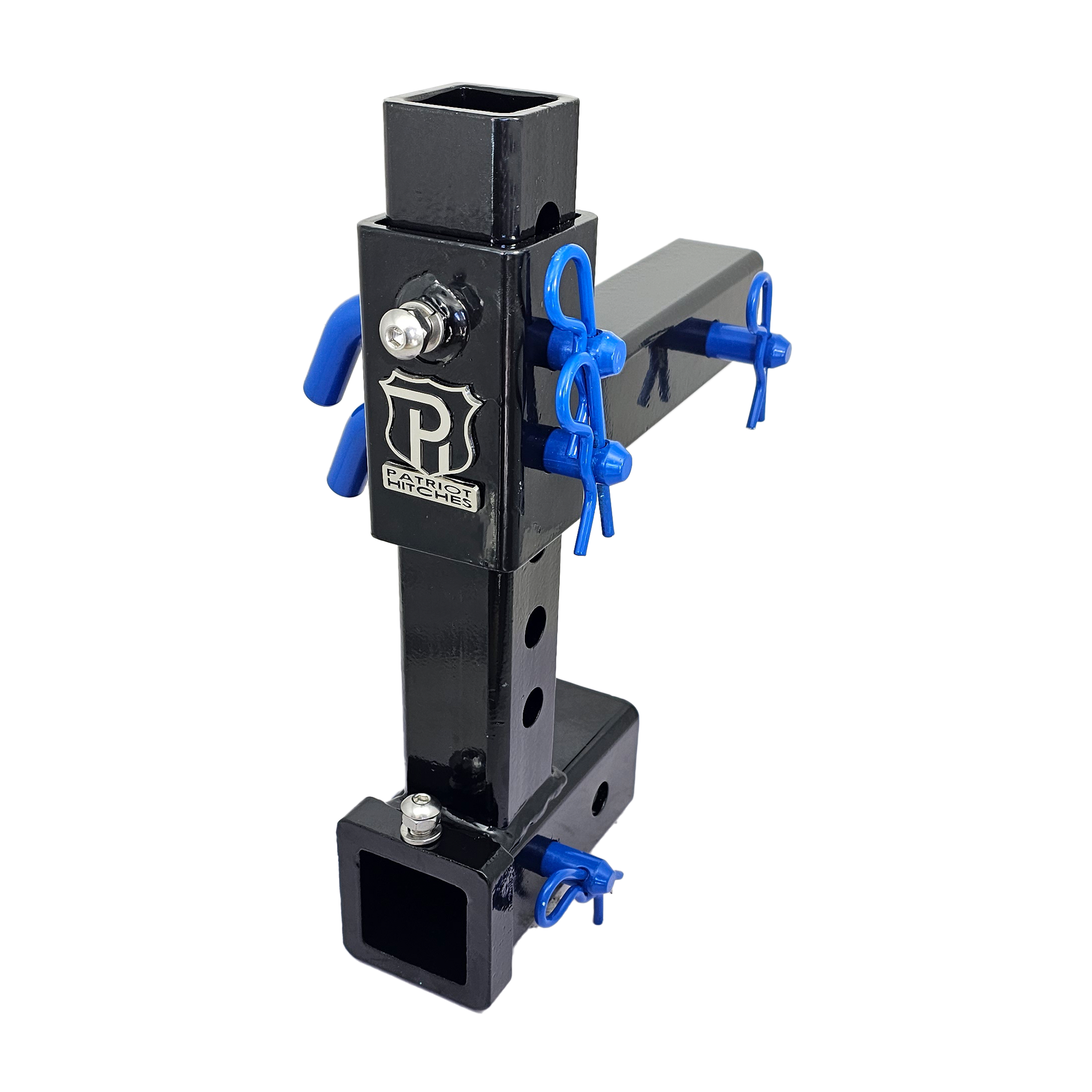 The General Normal Duty - 2" Adjustable Drop Hitch Adapter - 11" Rise/Drop - 7K - Blue Accent (Black Gloss)