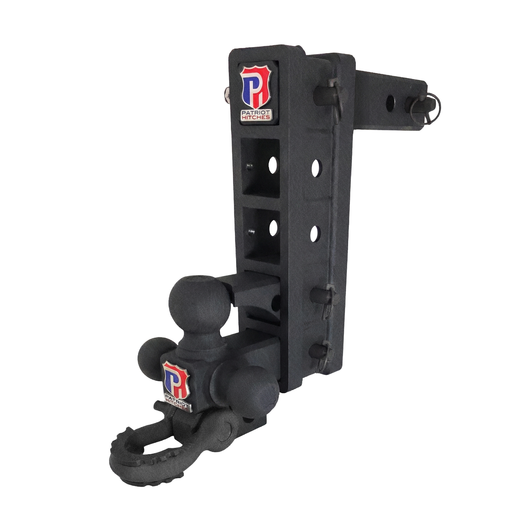 The Patriot - 10-Way+ 3-Ball Mount w/ Adjustable Stacked Receivers - 2" Hitch – 30K – Texture Accent