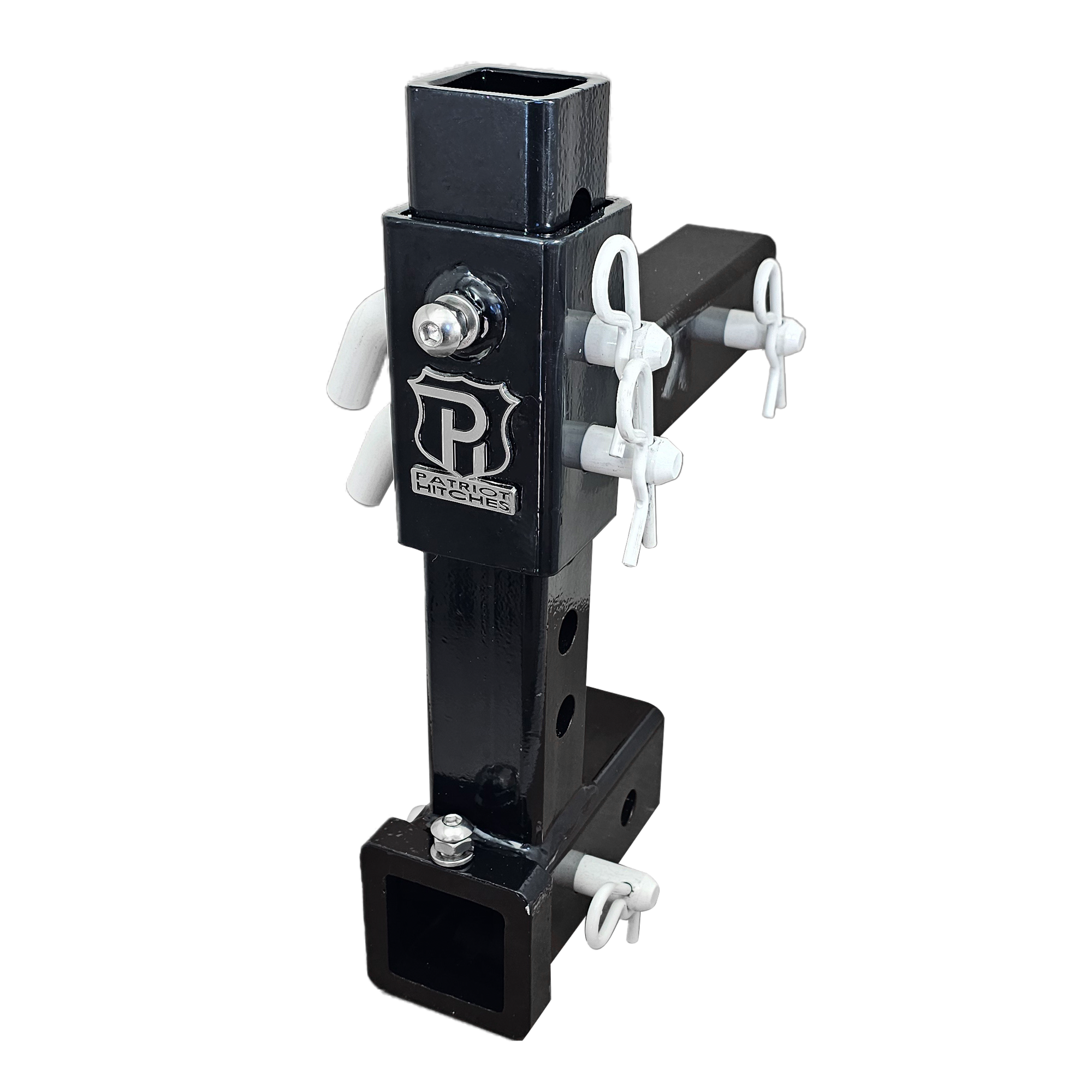 The General Normal Duty - 2" Adjustable Drop Hitch Adapter - 11" Rise/Drop - 7K - White Accent (Black Gloss)