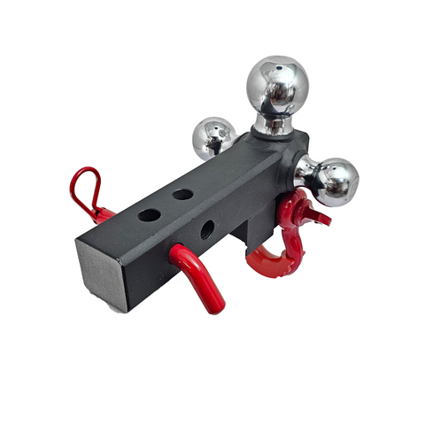 Patriot Hitches 4-Way 3-Ball Mount for 2" Hitches - The Captain - 30K - Red Accent (Texture Chrome)