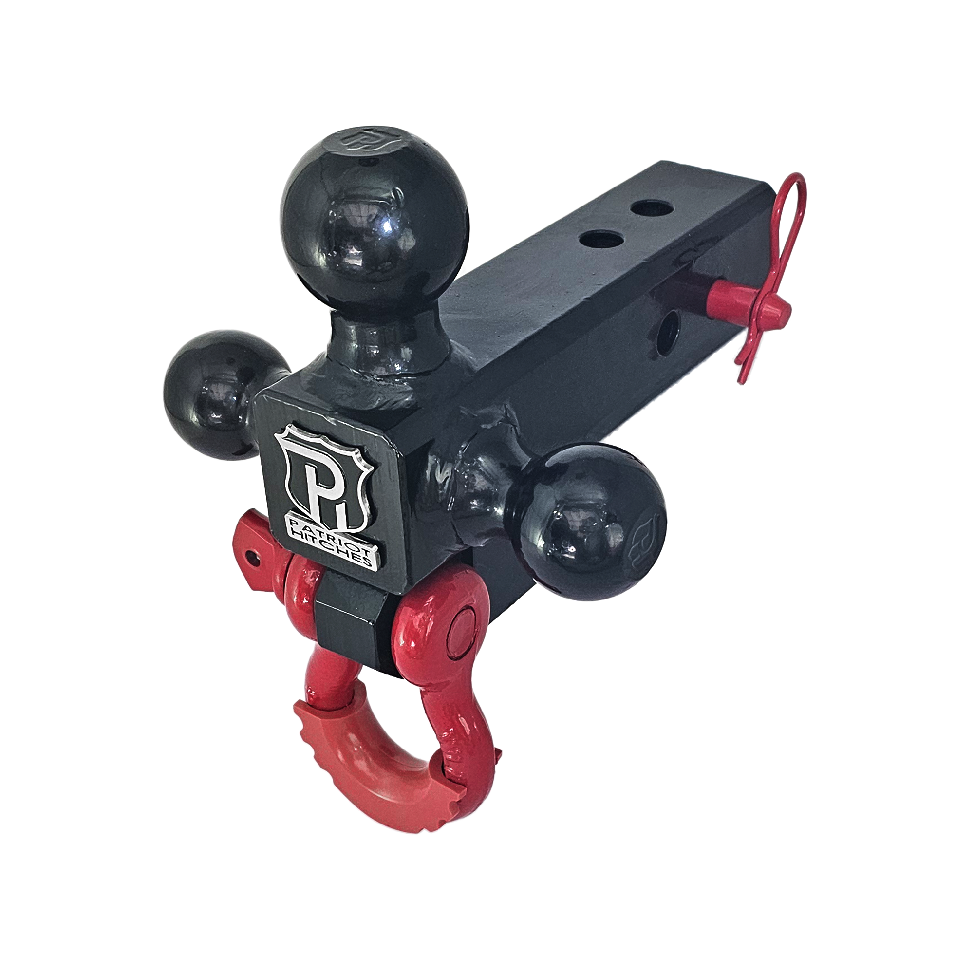 The Captain 4 in 1 - 4-Way 3-Ball Mount for 2-1/2" Hitches - 30K - Red Accent (Black Gloss)