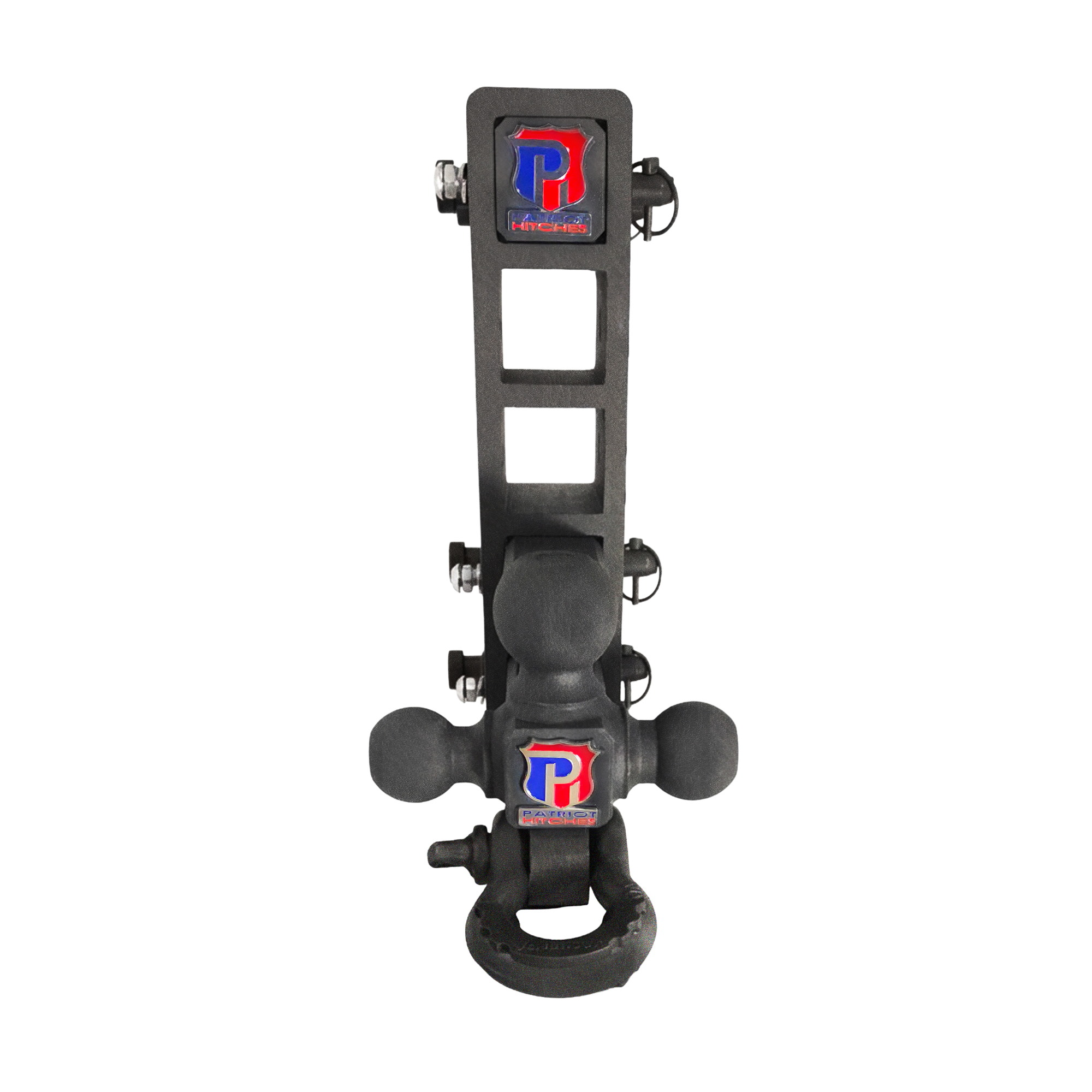 The Patriot - 10-Way+ 3-Ball Mount w/ Adjustable Stacked Receivers - 2" Hitch – 30K – Texture Accent