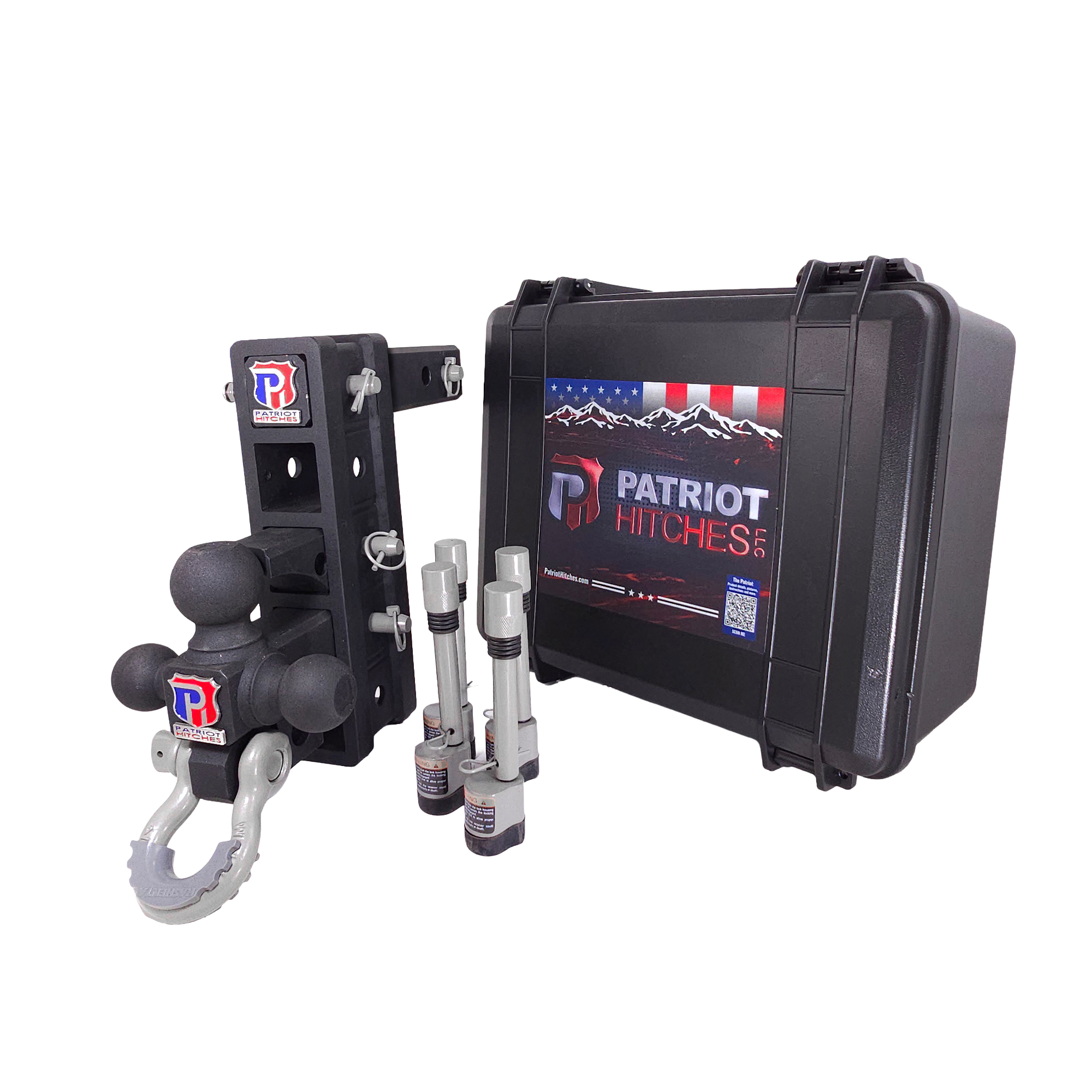 The Patriot - 10-Way+ 3-Ball Mount w/ Adjustable Stacked Receivers - 2" Hitch – 30K – Ceramic Gray Accent