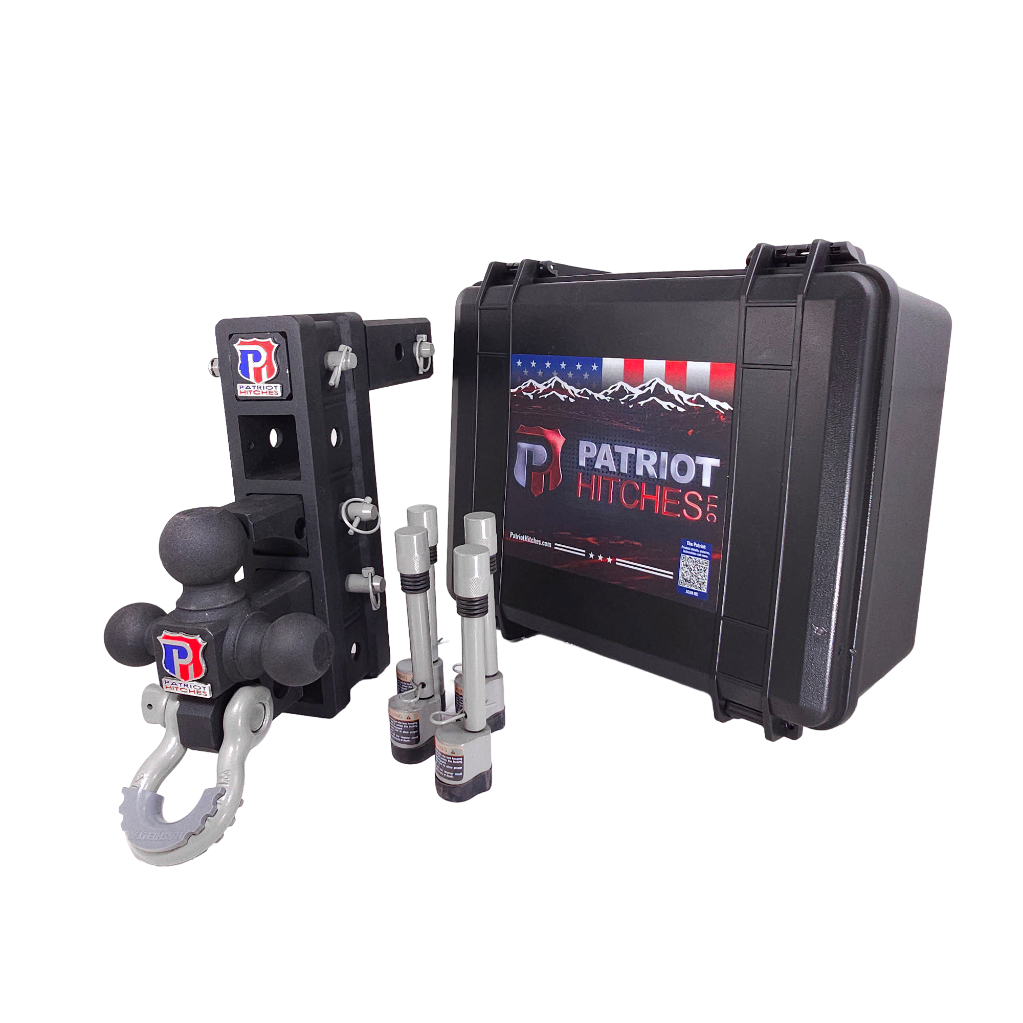 The Patriot - 10-Way+ 3-Ball Mount w/ Adjustable Stacked Receivers – 2-1/2" Hitch – 30K – Ceramic Gray Accent