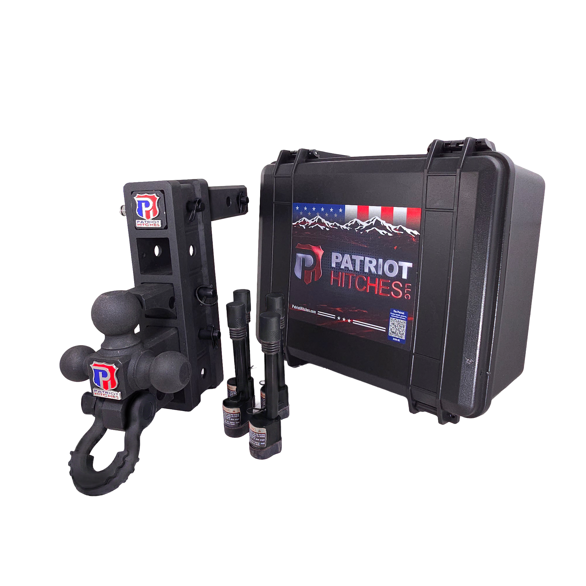 The Patriot - 10-Way+ 3-Ball Mount w/ Adjustable Stacked Receivers - 2" Hitch – 30K – Texture Accent