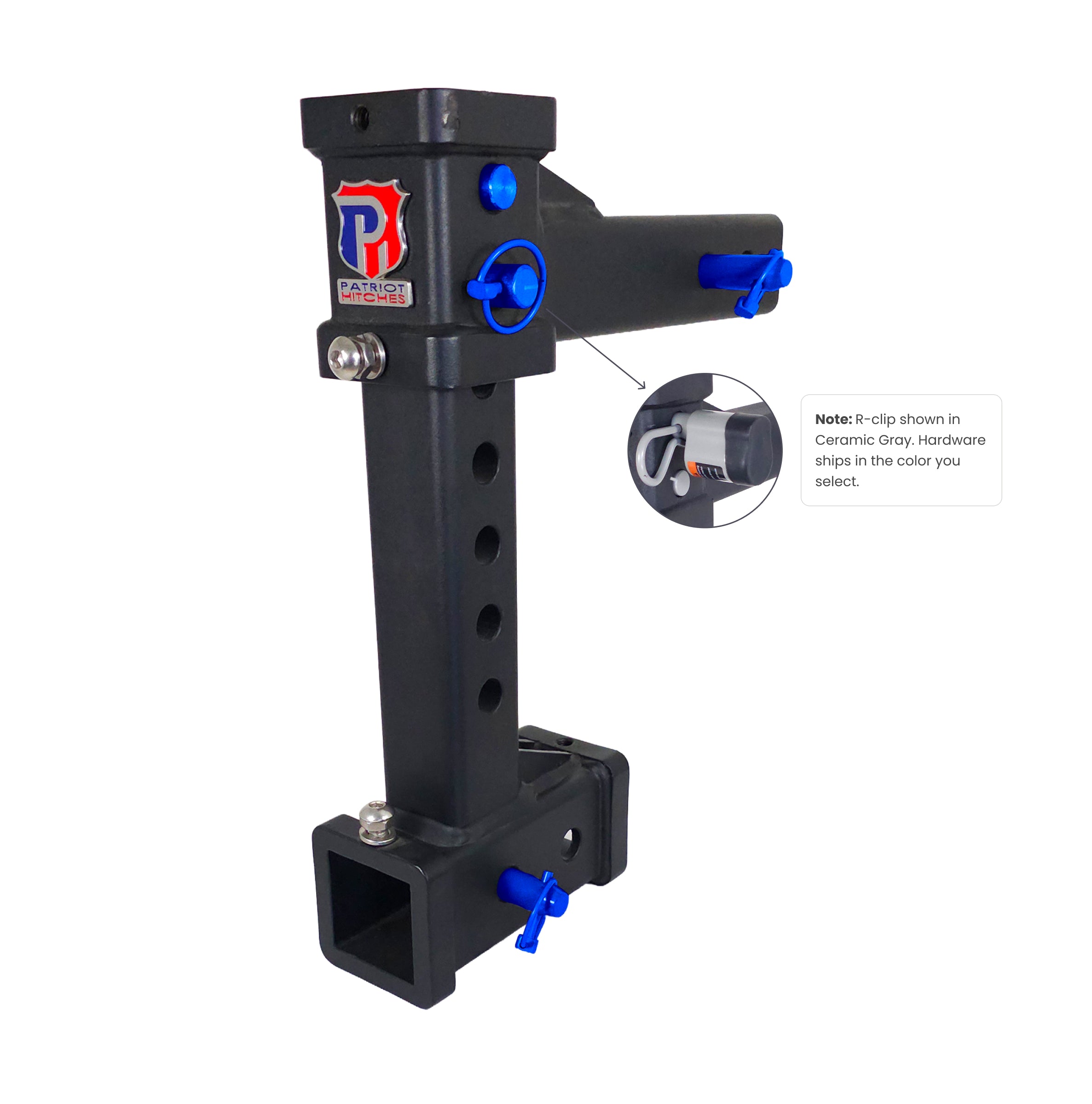The General Heavy Duty - 2" Adjustable Drop Hitch Adapter - 11" Rise/Drop - 12.5K - Blue Accent