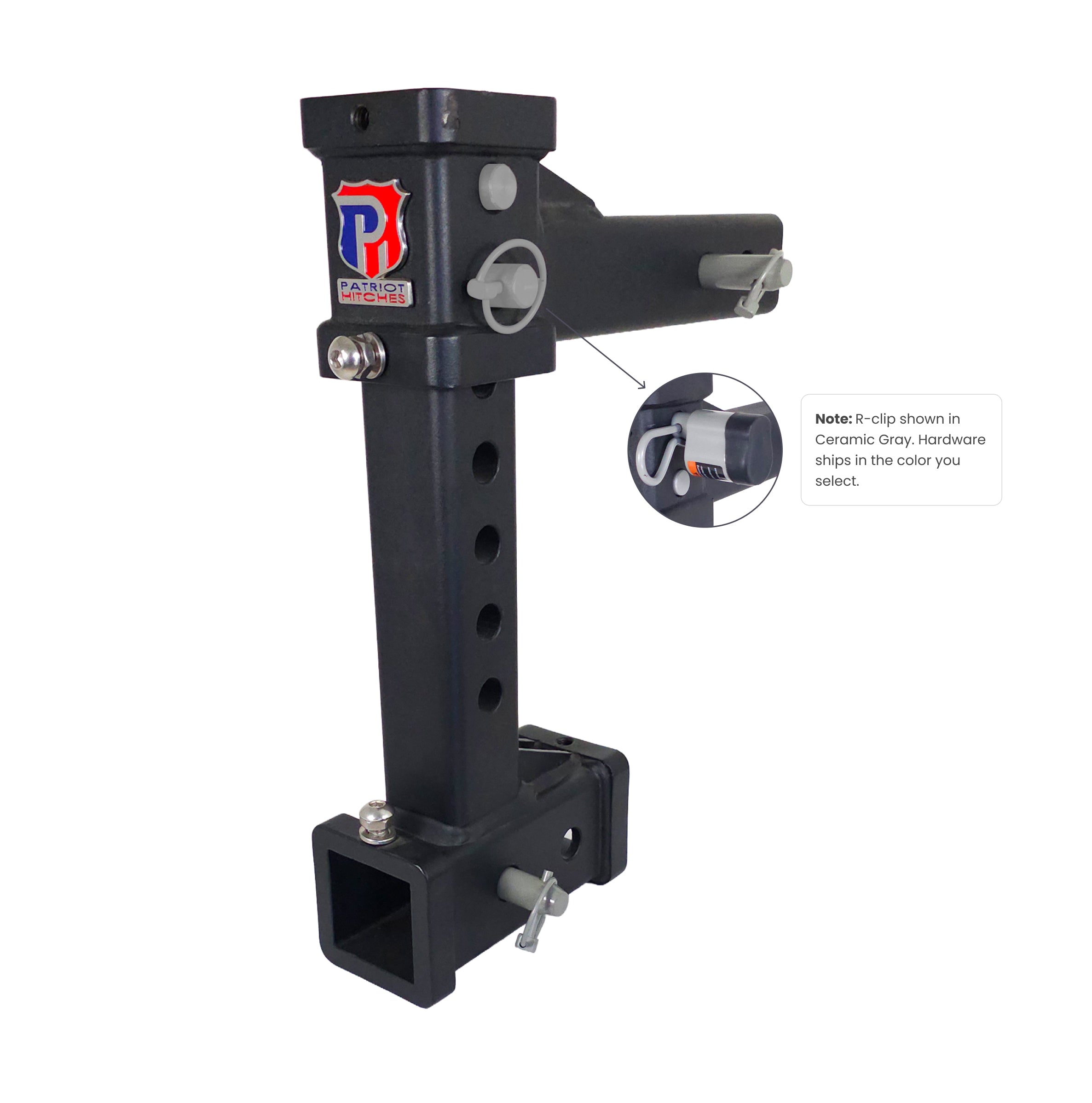 The General Heavy Duty - 2" Adjustable Drop Hitch Adapter - 11" Rise/Drop - 12.5K - Ceramic Gray Accent