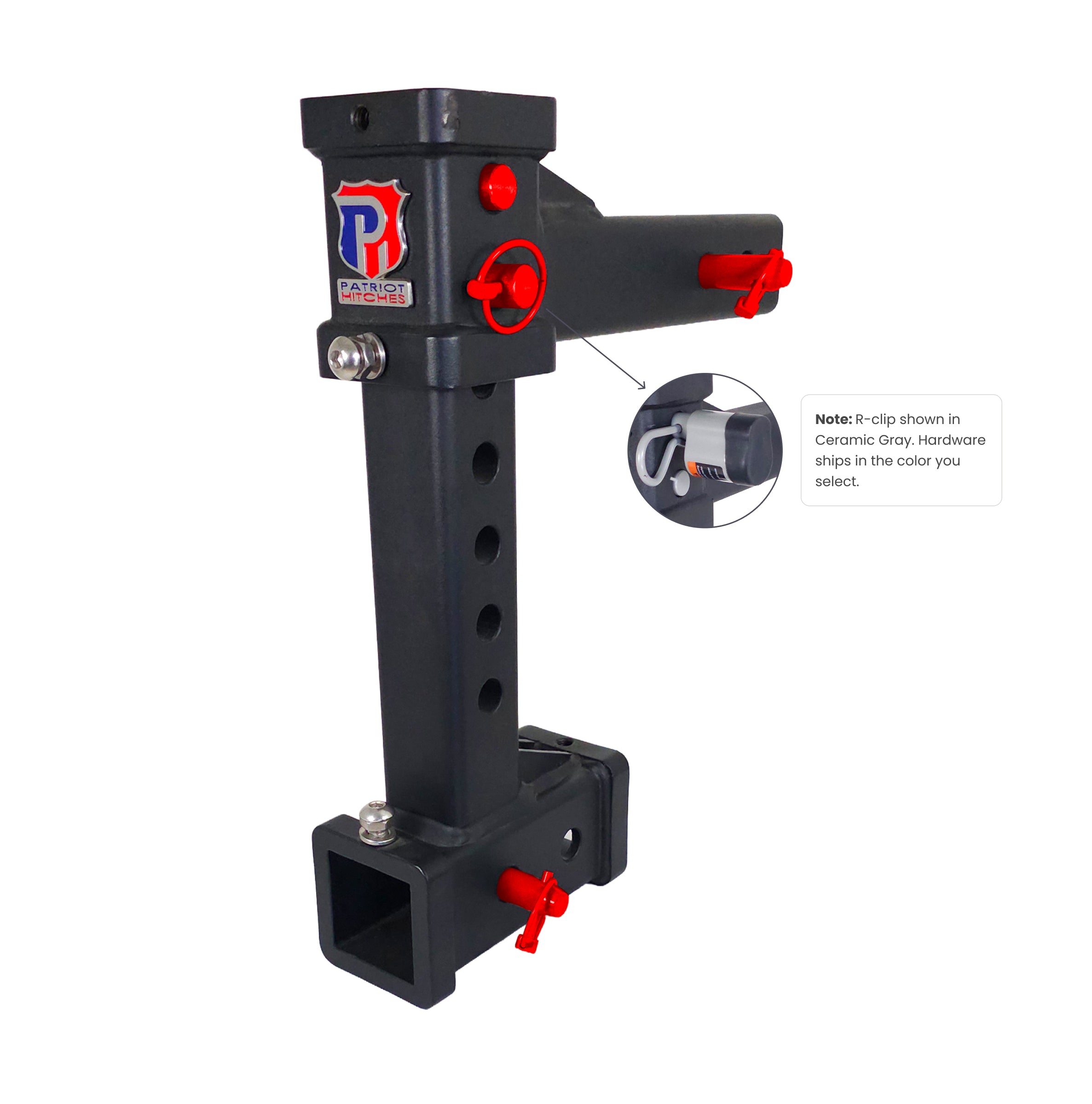 The General Heavy Duty - 2" Adjustable Drop Hitch Adapter - 11" Rise/Drop - 12.5K - Red Accent