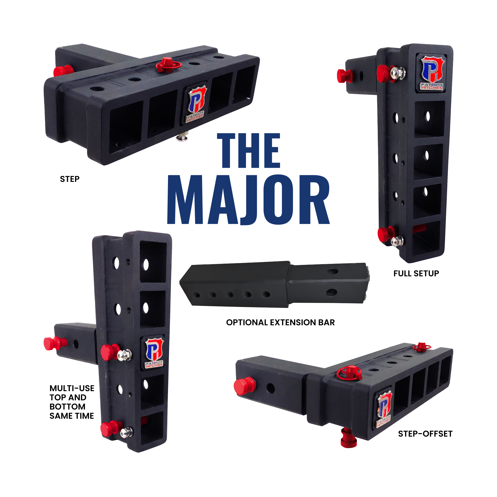 The Major - Patriot Hitches 4-Way 3-Ball Mount for 2-1/2" Hitches - The Major - 30K - Ceramic Gray Accent
